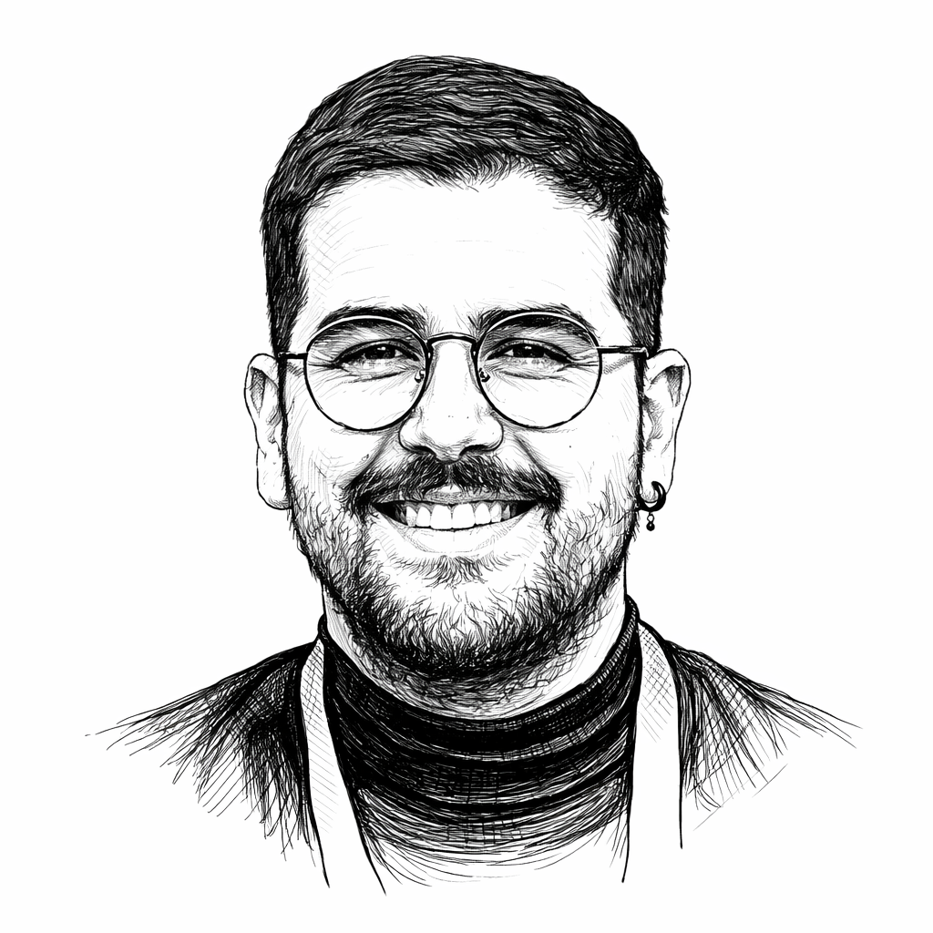 Retrato ilustrado de Daniel Palomero Sanz, Director de Comunicación de OINOS